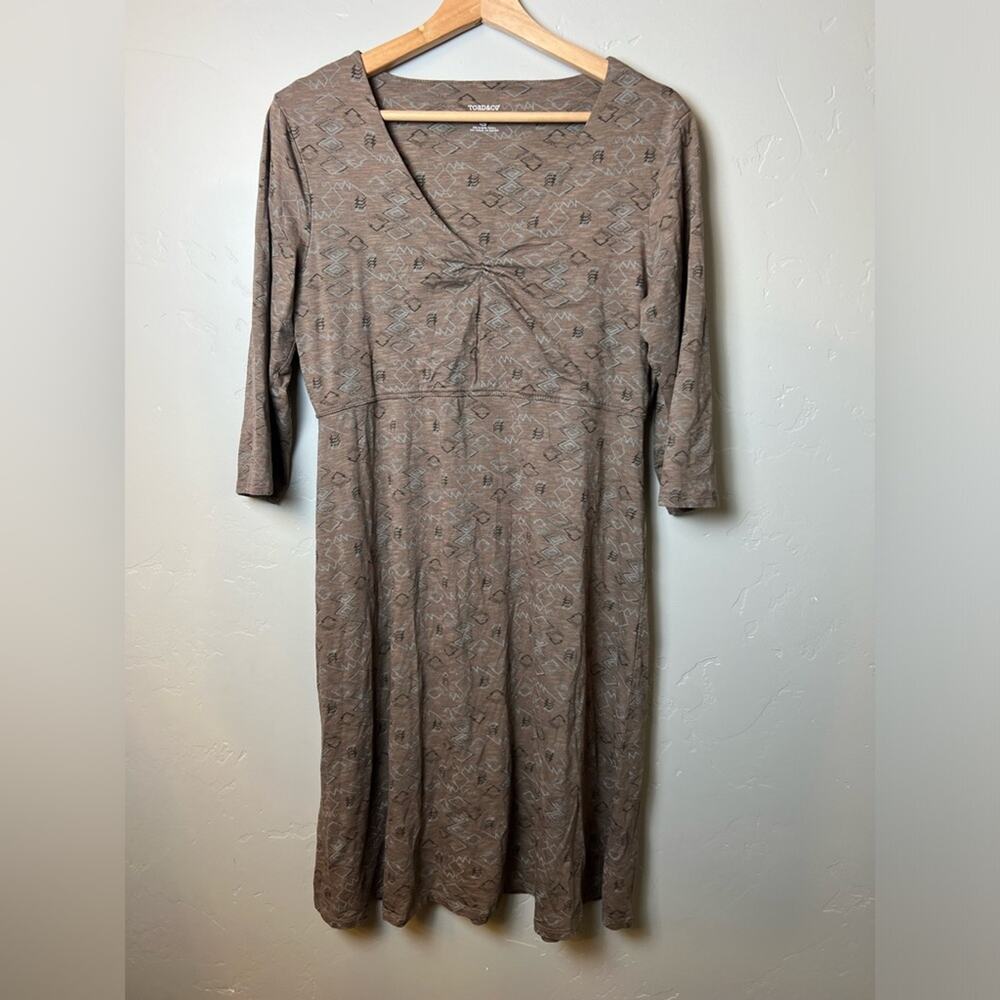 Toad&Co Rosalinda Dress with 3/4 Sleeves Southwest Print Large